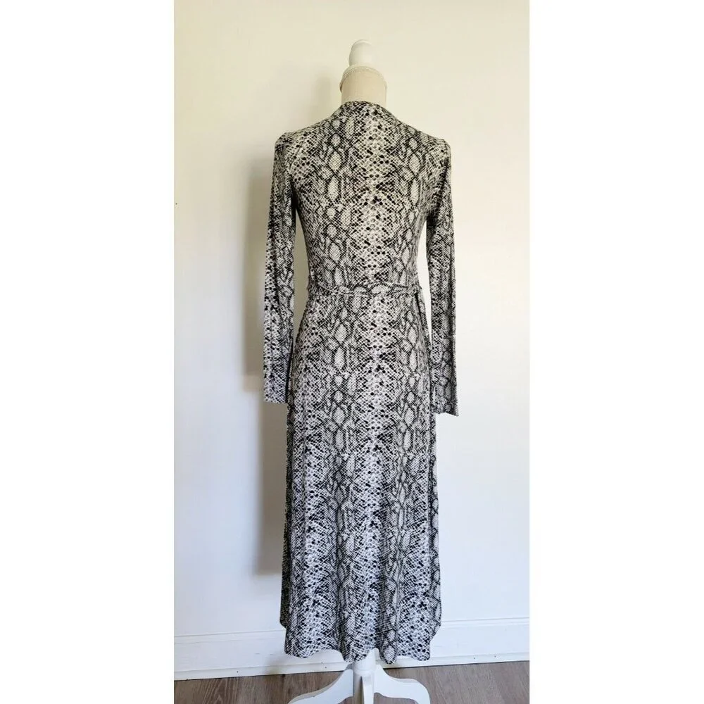 Good American Black White Python Runaround Midi Maxi Wrap Snakeskin Dress Small - Picture 8 of 13